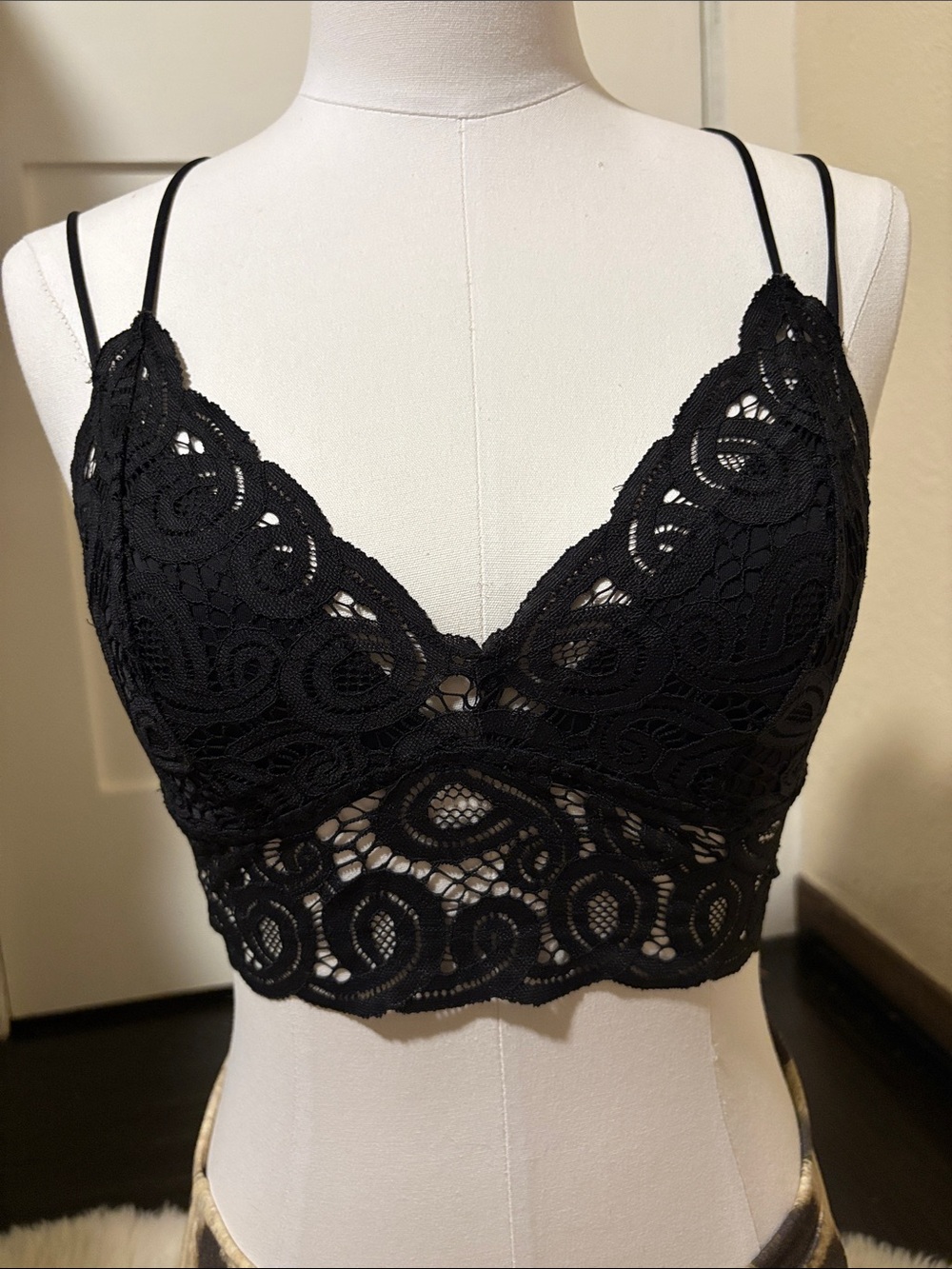 PINK Victoria's Secret Black Lace Longline Bralette